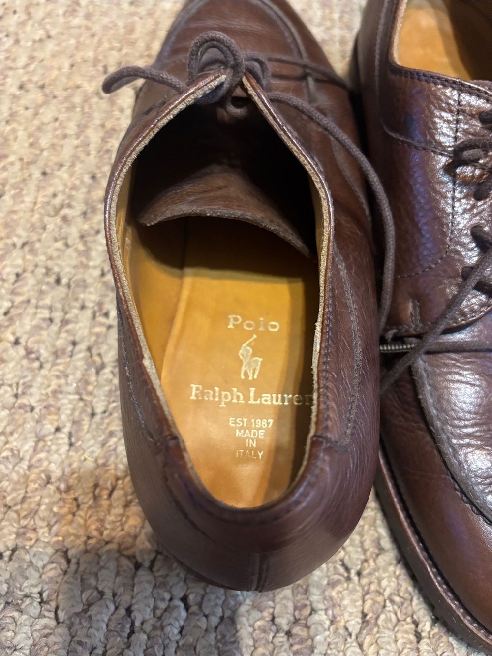 Polo by Ralph Lauren Brown Leather Lace-Up Oxfords - Picture 2 of 13